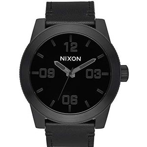 Nixon Korporaal Zwart Wijzerplaat Lederen Band Heren Horloge A243114700