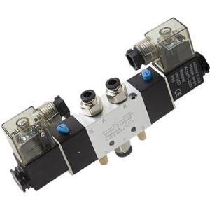 4V120-06 4V420-15 4V320-10 Lucht Pneumatische Magneetventiel 5 Manier 2 Positie 1/4 ""Aluminiumlegering Interne DC12V DC24V AC110V AC220V (4V120-06 AC 110V, W 6mm fittingen)