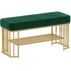 Ingang Schoenenbank Opbergbank Einde van Bed Bank Schoenenbank Nordic Light Luxe Schoenenwisselkruk Schoenenkast Thuis Deur Schoenenrek for Hal Slaapkamer Woonkamer Gang (Color : Dark Green, Size :