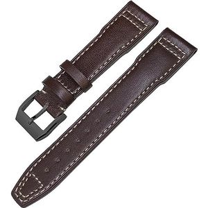 INSTR Echt Rundleer Horlogeband Voor IWC Mark XVIII Le Petit Prince Pilotenhorloge Band 20mm 21mm 22mm (Color : Brown white black, Size : 20mm)