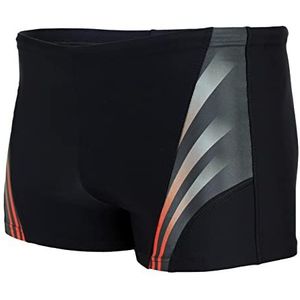 Aquarti Heren Zwemboxer met Zijstroken Zwembroek, Zwart/Rood, 3XL