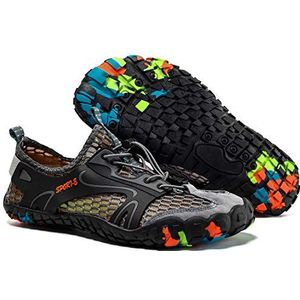 Kuason Duikschoenen voor dames en heren, waterschoenen, badschoenen, zee, strand, dansen, yoga, materiaal, ademend, elastisch, antislip, superlicht, uniseks, maat 35-47, Grijs, 45 EU