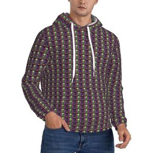 GUOLGP Groene Alien Print Mannen Hooded Pullover Mode Zachte Comfortabele Voor Winter Casual Dagelijkse Dragen, Zwart, XS