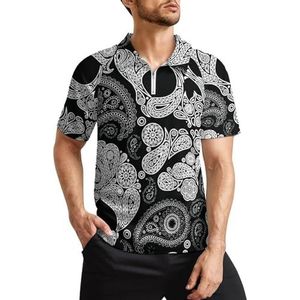 Skull And Paisley heren golfpoloshirts klassieke pasvorm T-shirt met korte mouwen bedrukt casual sportkleding top M
