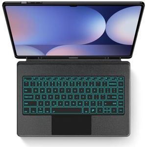 Toetsenbordhoes voor Samsung Galaxy Tab A8 10.5'' 2022, 7-Kleuren Achtergrondverlichting, Multi-Touch Trackpad, Magnetische Afneembare Bt-Toetsenbordhoes met S-Pen-Houder