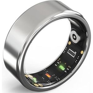 Fitness Smart Ring, Tracker voor hartslagmeter, Bloedzuurstof, Lichaamstemperatuur, Slaap, Stappenteller, APP, Oplaadbaar, Waterdicht, voor dames en heren (Color : Silver, Size : #8)