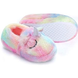 Dream Bridge kinderslippers van pluche voor jongens en meisjes Kleurrijke eenhoorn