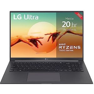 LG Ultra 16U70R-G.AA76B Notebook, 16 inch IPS, Ryzen 7, Windows 11 Home, 16 GB RAM, 512 GB SSD, 1,6 kg, 20 uur batterijduur, grijs