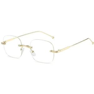 Fullwosing Bril bijziend metaal randloos bijziend verrekijker bril voor bijziendheid -1.00 tot -4.00 Stijlvol design goud zilver, goud, -1.00