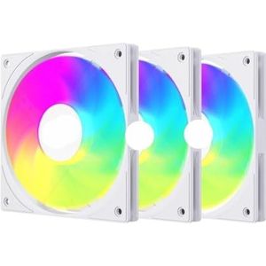 QPSJXN 120 mm RGB computerventilator stille koeling FDB -lagers voor chassis en CPU (White 3 stuks)