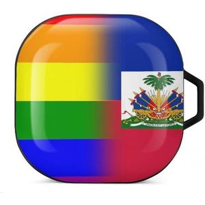 LGBT Pride Haïti vlag oordopjes hoesje compatibel met Samsung hard shell beschermhoes zwart stijl