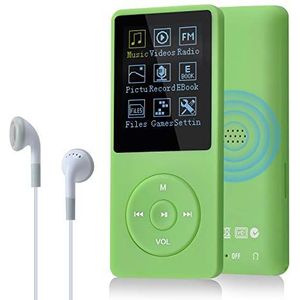 COVVY Slanke muziekspeler 8 GB draagbaar lossless geluid 70 uur scherm MP3-speler ondersteuning tot 64 GB (groen)