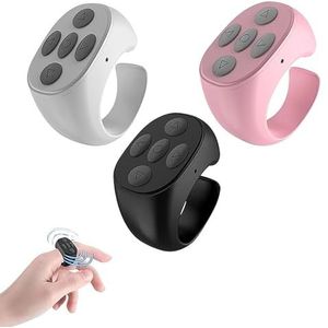 Vingertop draadloze Bluetooth-afstandsbediening, vingerscroller pagina draaier, vingertop afstandsbediening, draadloze vingerring afstandsbediening, afstandsbediening Page Turner (zwart + wit + roze)