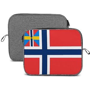 Noorse Vlag Laptop Sleeve Case Beschermende Notebook Draagtas Reizen Aktetas 14 inch