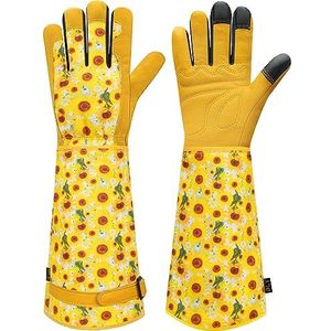 Tuinhandschoenen voor dames en heren, rozensnoei, tuinhandschoen met onderarmbescherming, robuuste tuinhandschoenen, doornbestendig, lange leren tuinhandschoenen voor wieden, graven, planten