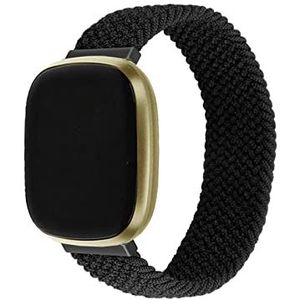 LUGEMA Compatibel Met Fitbit Versa 3 Sense Band Nylon Vlecht Zachte Elasticiteit Horlogebanden Gevlochten Solo Loop Polsband Versa 3 Horloges Accessoires (Color : Black, Size : FOR FITBIT VERSA 3_L
