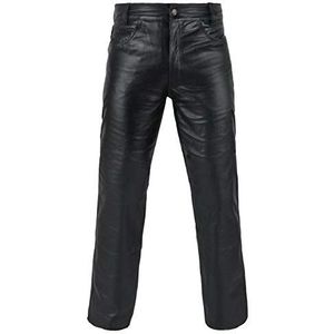 FNine Leren broek, echt leer, volnerf, motorfiets, motorstijl, Zwart, 28 Inches Waist