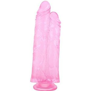 DIWANAE 8 cm diameter aangesloten dubbele dildo penis seksspeeltje realistische dildo anaal plug penis replica met sterke zuignap paar masturbatie erotische spelletjes seksspeeltje (Color : Pink)