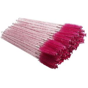 50 STKS Wimper Mascara Wands Eye Lash Wenkbrauw Applicator Cosmetische Make-up Borstel Tool Kits (zwart-roos)