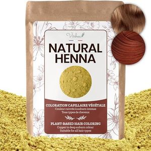 Natuurlijk hennapoeder, 250 g, kwaliteit AAA+ natuurlijke haarkleur, zorgt voor glans en volume, kleur kastanjebruin en koper, hersluitbare verpakking