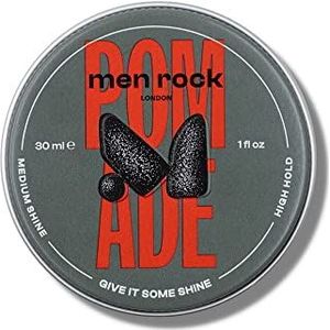 Men Rock Pomade with High Hold and Medium Shine for Slick and Classy Hairstyles, Use on Damp or Dry Hair, Suitable for All Hair Types and Lengths, Fruity and Fresh Scent 30ml