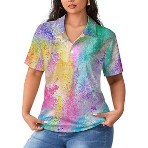 Multi Gekleurde Poeder Vrouwen Korte Mouw Polo Shirts Casual Kraag T-shirts Golf Shirts Sport Blouses Tops 4XL