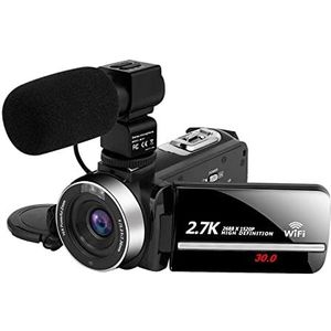 2.7K Digitale Video Recorder Thuisgebruik Outdoor Draagbare Camera 'S for Fotografie Streaming Web Camcorder Vlog Videcam Multifunctionele Camcorder(Size:No SD Card,Color:With Microphone)