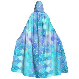 WURTON Gouden Zeemeermin Schaal Print Hooded Mantel Unisex Volwassen Mantel Halloween Kerst Hooded Cape Voor Vrouwen Mannen