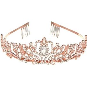 Verjaardag Riem Kroon Grappige Hoed Prinses Meisjes Goederen Decoratie 1 Jaar Feest Rose Goud Dames (Color : Rose gold crown)