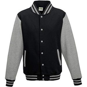 Just Hoods Varsity Jacket Collegejack, uniseks, pikzwart/heather grey, L