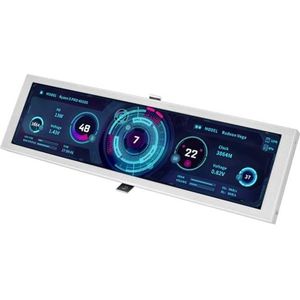HIOPOIUYT 8.8Inch LCD 1920x480 Computer Monitor Chassis Sub-Screen Aluminium Case Real Time Data Tracking Computer Screen