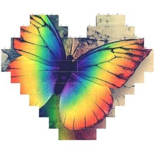 Regenboog vlinder gedrukt bouwstenen blok puzzel hartvormige foto DIY bouwsteen puzzel gepersonaliseerde liefde baksteen puzzels voor hem, voor haar, voor geliefden
