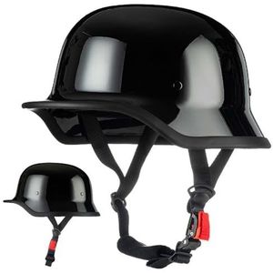 Volwassen Vintage Jet Motorfiets 3/4 Helm Retro Stijl PU Lederen Helmen Half Open Motorhelm met Goggle, ECE Goedgekeurd, voor Bike Cruiser Chopper, M-XL (54-60CM
