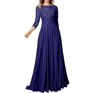 SAYNO Kant Applique Moeder van de Bruid Jurk voor Bruiloft Prom Jurken Plooien Cocktail Jurken Plus Size, koningsblauw, 32