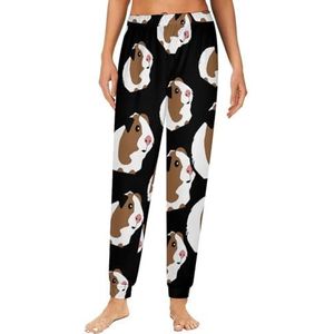 Cavia pyjama voor dames, loungebroek, elastische tailleband, nachtkleding, broekje, print