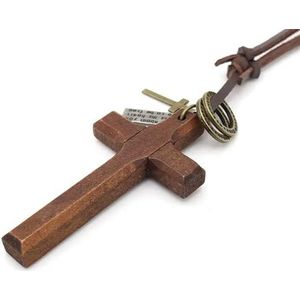 Zwart Bruin Kruis Hanger Ketting voor Mannen Vrouw Hout Kruisbeeld Gebed Christelijke Religieuze Kettingen Mannelijke Sieraden