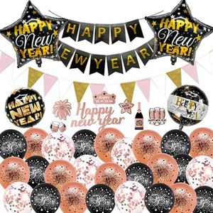Roségouden latex ballonnen 2024 oudejaarsavond decoraties feestaccessoires Gelukkig Nieuwjaar Decoraties Vlag
