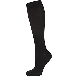 Nur Die Bamboe kniekousen, bijzonder zacht en ademend, met comfortabele tailleband, hoge sokken voor dames, zwart, 39-42 EU