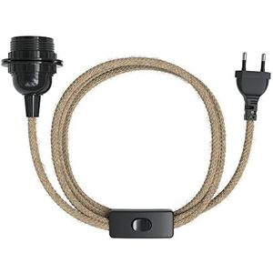 EAZY CASE - Lampfitting E27 met kabel van jute [MET schakelaar] - fitting E27 - lamphouder met schakelaar - Gloeilamp met kabel - DIY lamphouder met stekker
