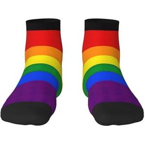 Regenboogvlag print veelzijdige sportsokken voor casual en sportkleding, geweldige pasvorm voor voetmaten 36-45, Regenboog Vlag, Eén Maat