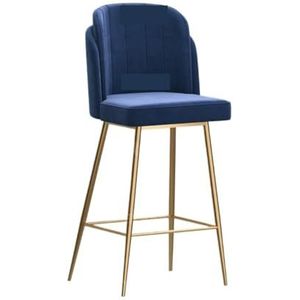 Barstoelen Barkruk Barkrukken Fluwelen Gestoffeerde Kruk Tegenhoogte Barkrukken Keukenbarstoelen Tegenkruk Met Rugleuning Aanrechtstoelen Hoge Krukken (Color : Blue, Size : Sitting Height 65cm)