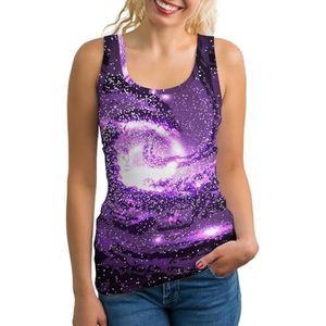 Paarse Galaxies Nebulae Cosmos Lichtgewicht Tank Top voor Vrouwen Mouwloze Workout Tops Yoga Racerback Running Shirts 2XL