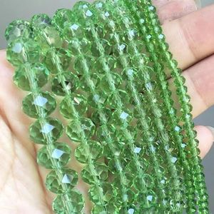 Facetgeslepen zwart glas kristal rondelle kralen losse spacer kralen voor sieraden maken DIY armband ketting strengen 4/6/8/10/12/14 mm-groen-8 mm (60-70 stuks)