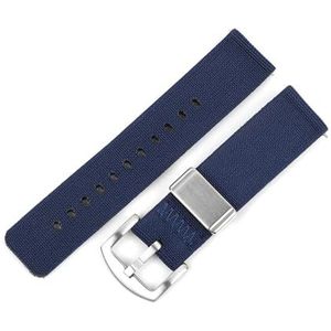 Jeniko Nylon Horlogeband Stof Armband Polsbandje 18mm 20mm 22mm 24mm Sporthorloge Band Armband Compatibel Met Samsung Galaxy Watch (Color : Navy blue, Size : 20MM_SILVER BUCKLE)