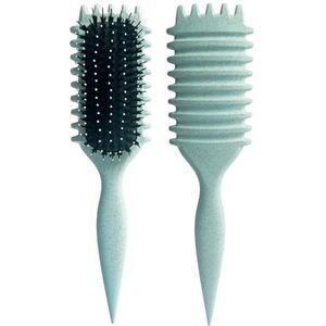 LAC FOR YOU Krulborstel met gebogen rugleuning voor krullen, curly-methode, zachte en ronde borstelharen, anti-frizz, soft-grip-greep, lichtblauw