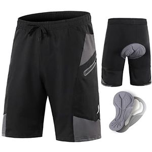 MTB Broek met Zeem voor Heren, Fietsbroek met Gevoerd, Sneldrogend en Ademend MTB-shorts, Mountainbikebroek voor Heren(Size:XL,Color:Zwart)