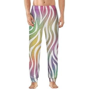 Regenboog Zebra Patroon Mannen Pyjama Broek Zachte Lounge Bottoms Lichtgewicht Slaap Broek