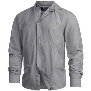 Indicode InKamby Herenhemd van 97% katoen, effen, donkergrijs (dark grey), S