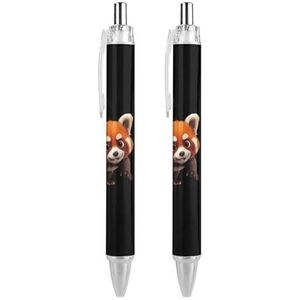 Cartoon Rode Panda Balpennen Blauwe Inkt Rolling Balpen Gladde Schrijven Pen voor Kantoor School 2 STKS