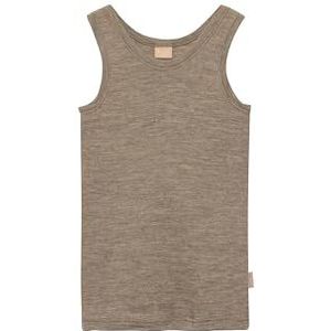 Dilling Kinderonderhemd van 100% biologische merinowol, 1 x 1 glad gebreid, mulesingvrij en temperatuurregulerend, uniseks tanktop voor jongens en meisjes, bruin, gemêleerd, 158